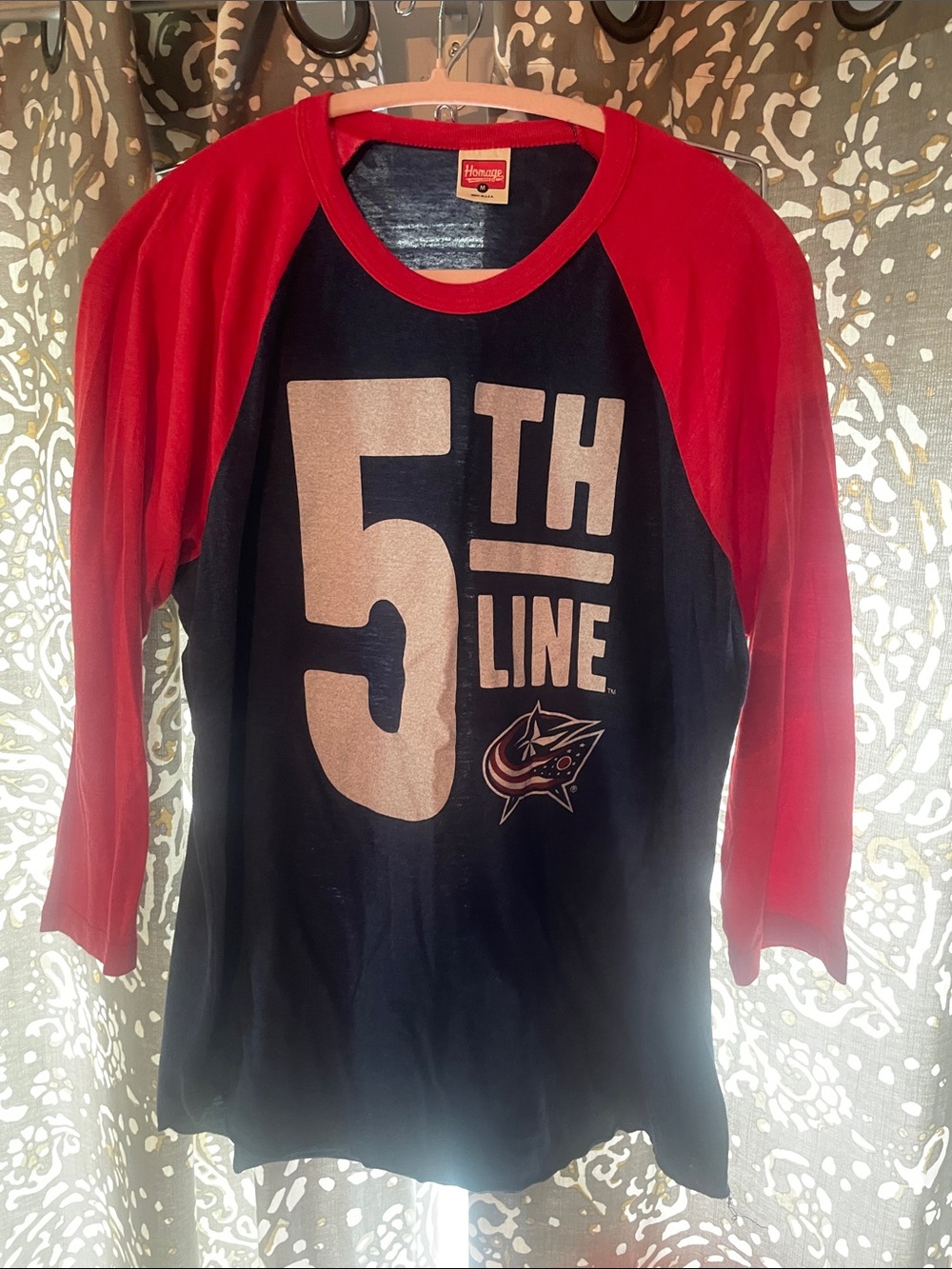 HOMAGE Black & Red 5TH LINE Raglan Long Sleeve Tee